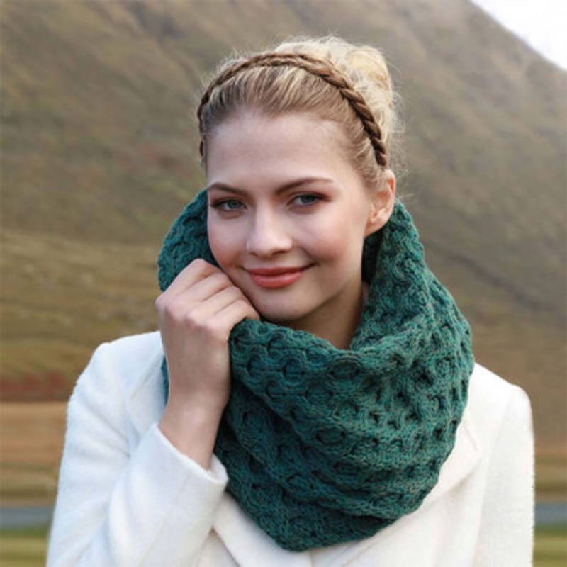 Merino Wool Honeycomb Irish Snood Scarf