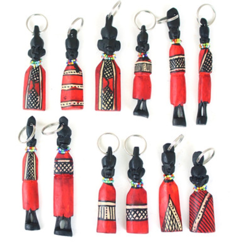 Set Of 12 Maasai Idol Key Chains