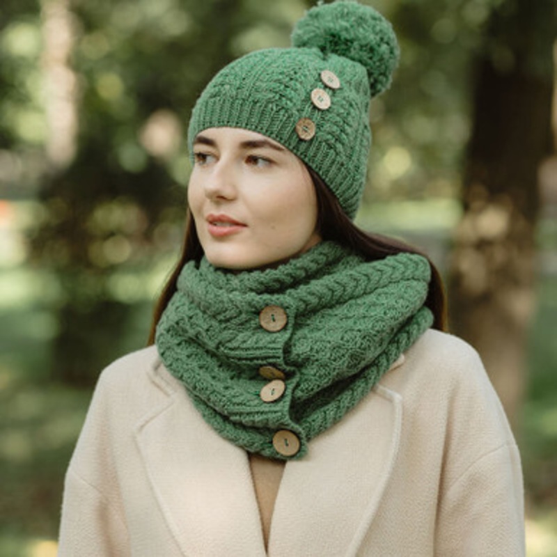 Aran Infinity Scarf with Buttons