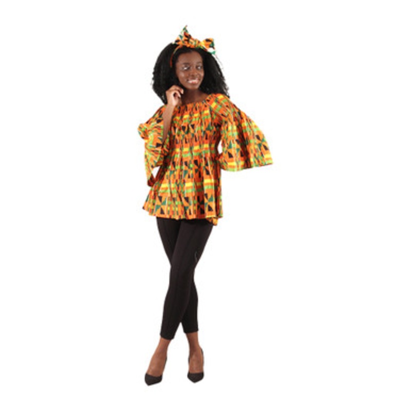 Kente #2 Bell Sleeve Peplum Top
