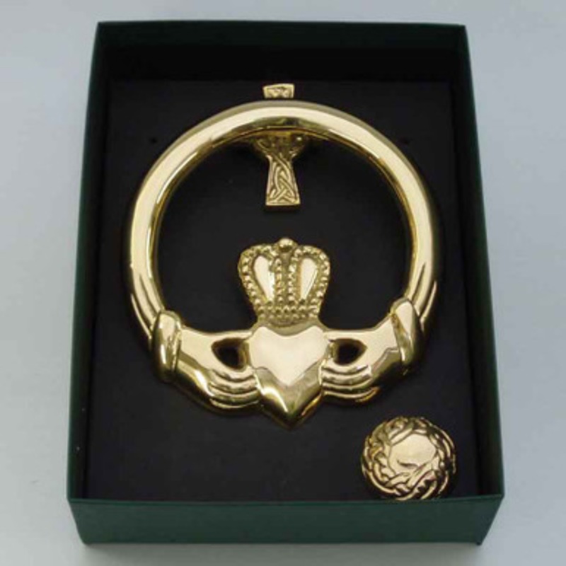 Large Claddagh Brass Door Knocker Cross Back