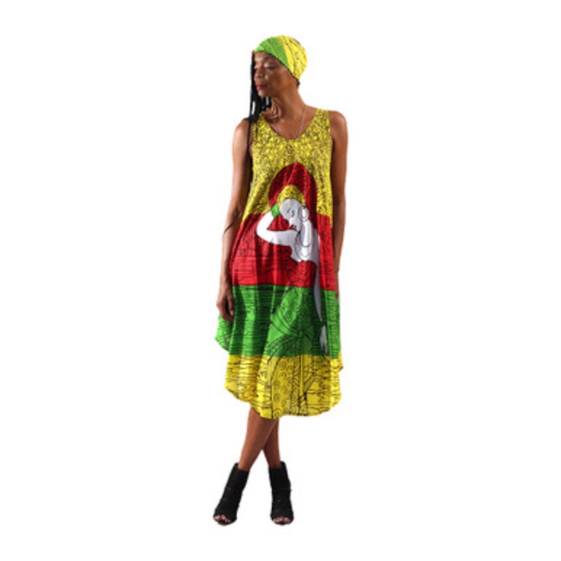 Rasta Print Umbrella Dress