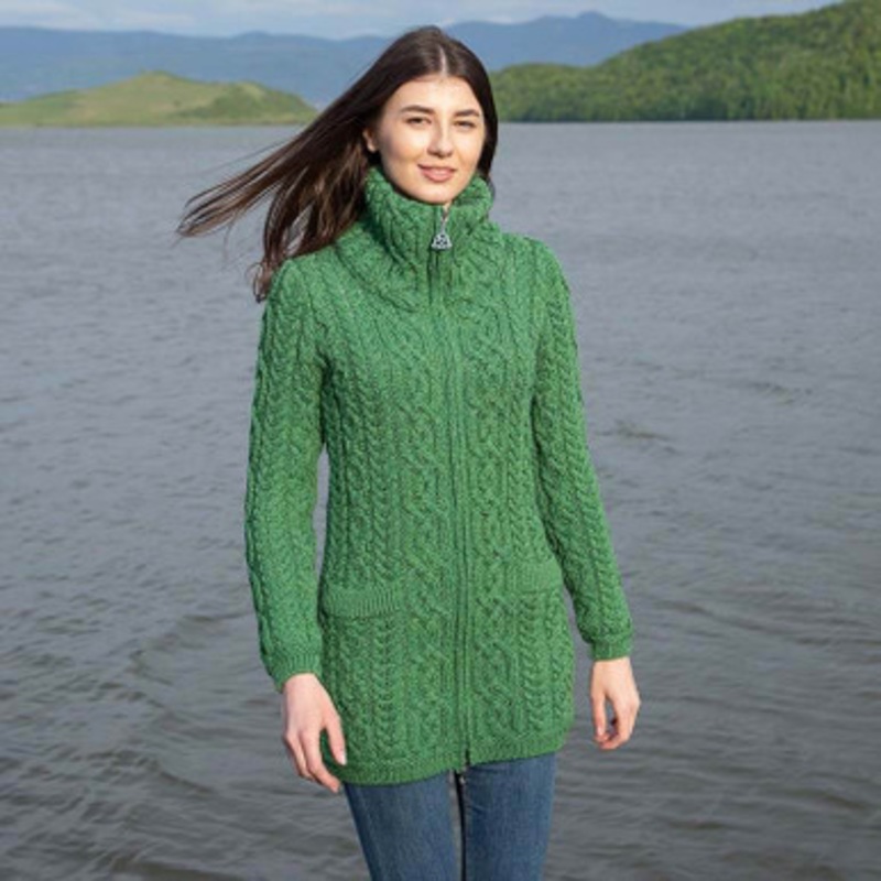 Soft Touch Ladies Merino Wool Aran Zip Cardigan