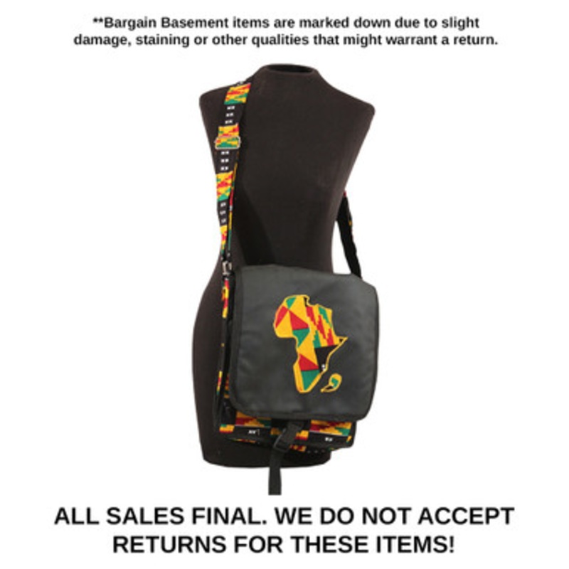 DAMAGED Kente Print Africa Map Crossbody Bag