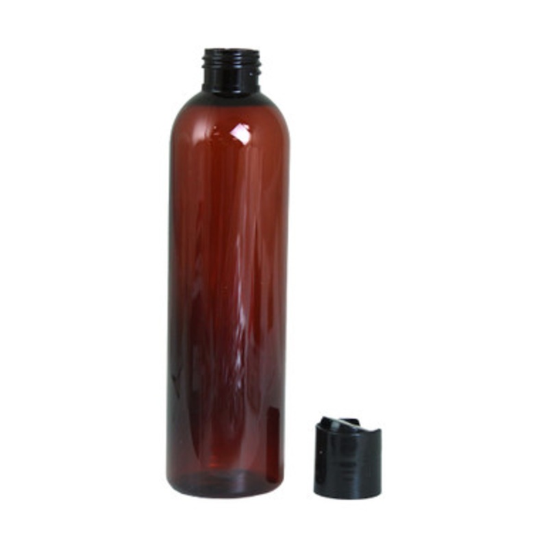 8 oz. Amber Cosmo Round Bottles w/Flip Cap - 12 Pack