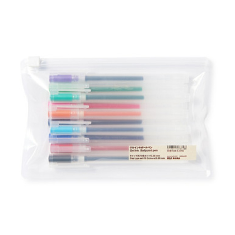 Coloured Gel Pens with Cap  Pack of 10  0.38 mm
