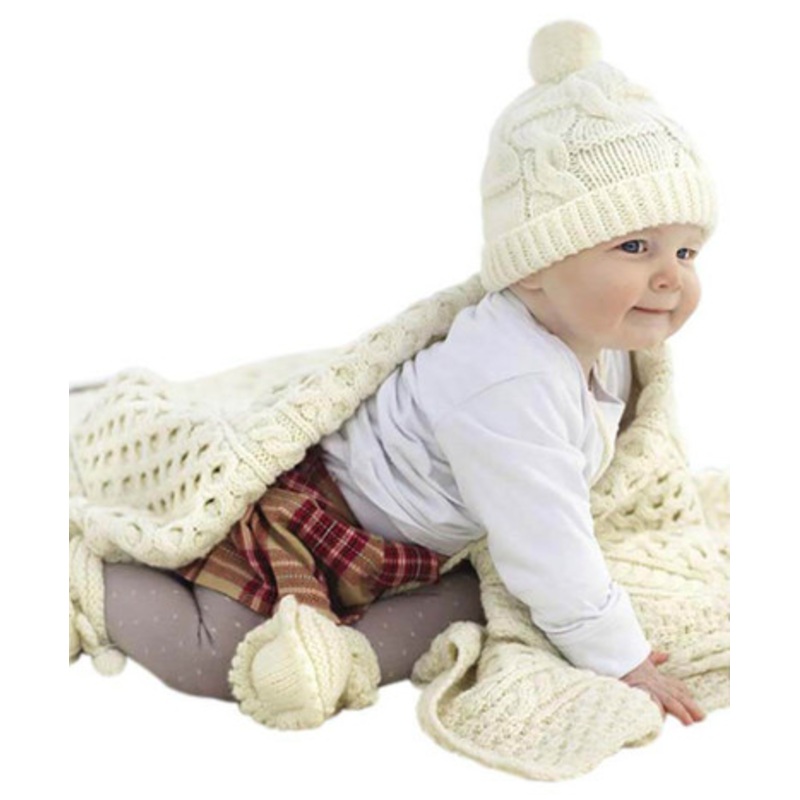Saol Merino Wool Aran Baby Blanket