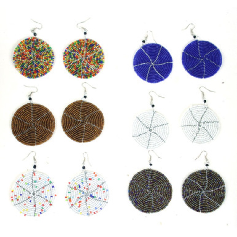 Set Of 6 Round Maasai Bead Earrings ASRT