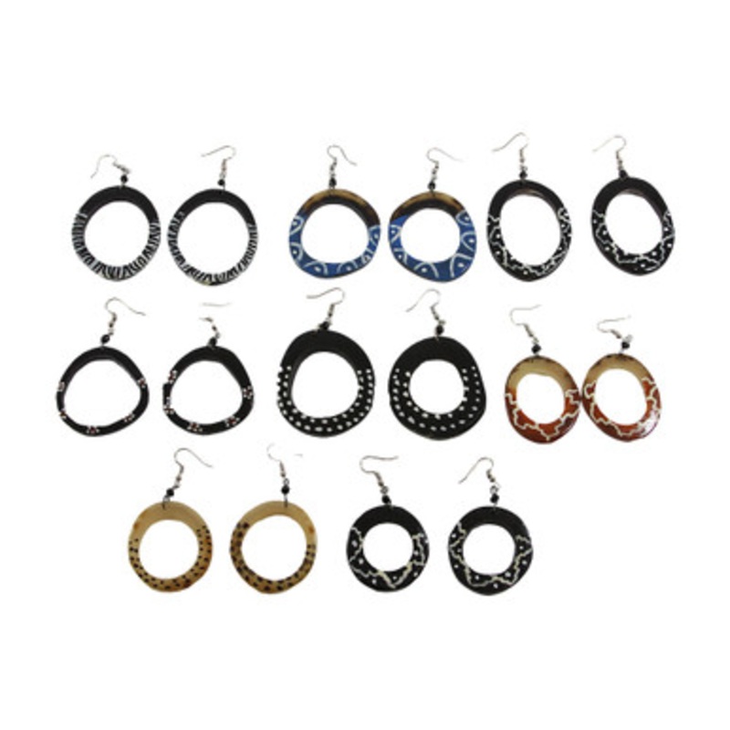 Set of 8 Horn Painted Earrings