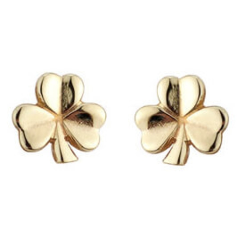 Small 10K Irish Shamrock Stud Earrings
