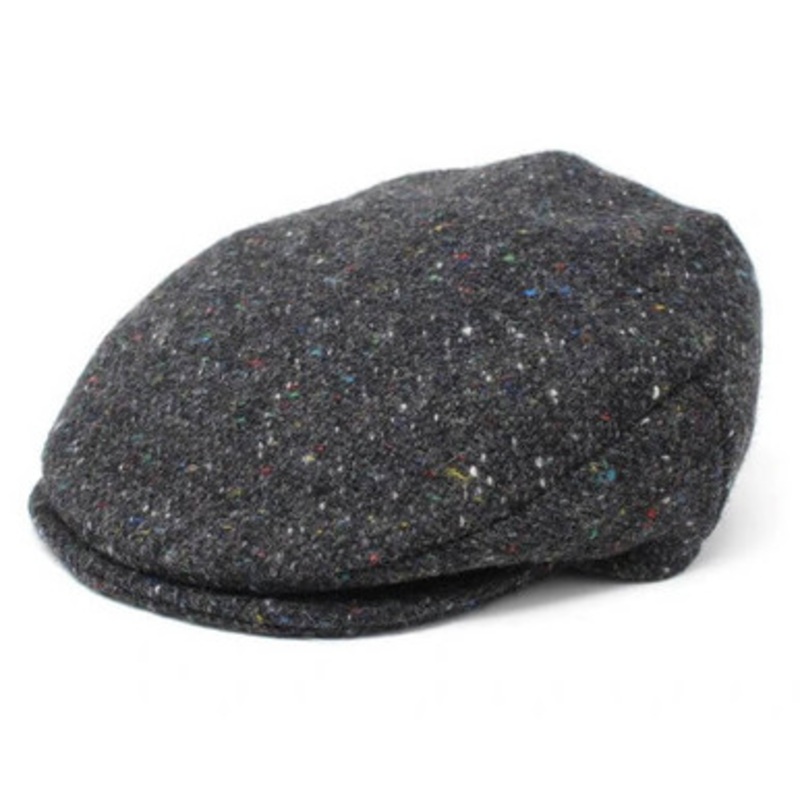 Vintage Cap Tweed Dark Grey Charcoal Fleck