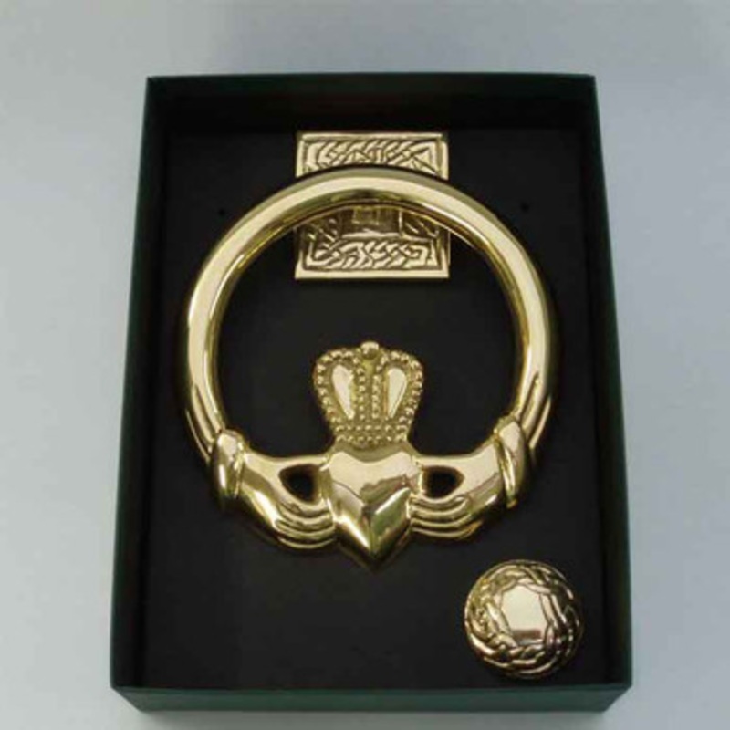 Large Claddagh Brass Door Knocker Square Back