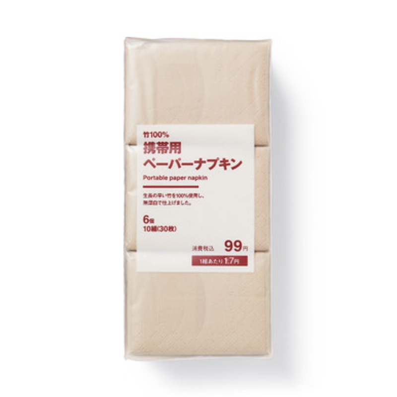 Portable Unbleached Paper Napkin Set Of 6
