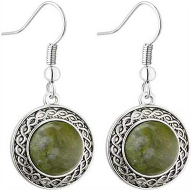 Rhodium Marble Celtic Earrings