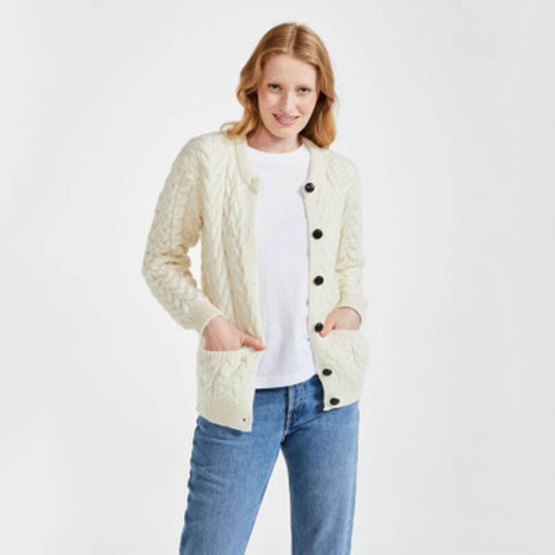 Supersoft Aran Wool Lumber Jacket Cardigan Sweater