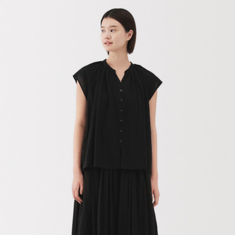 Women's High Twist Cotton Voile Cap Sleeve Blouse