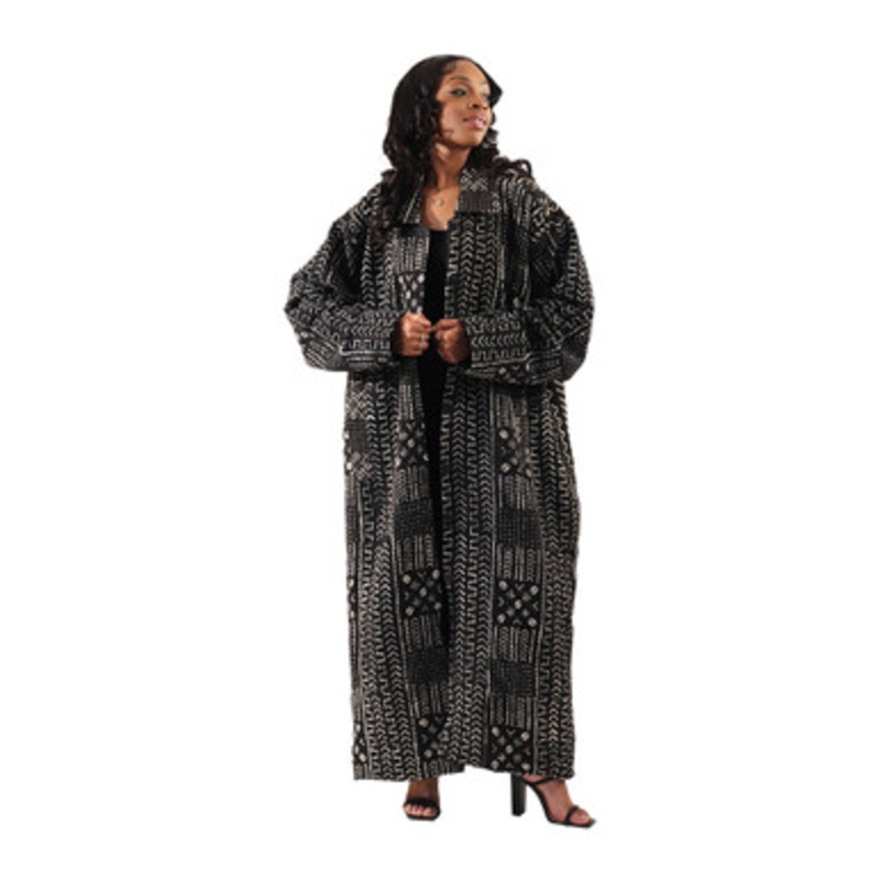 Full-Length Mud Cloth Coat