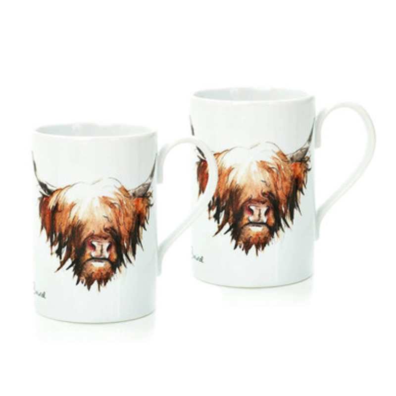 Highland Cow Porcelain 2 Mugs Set