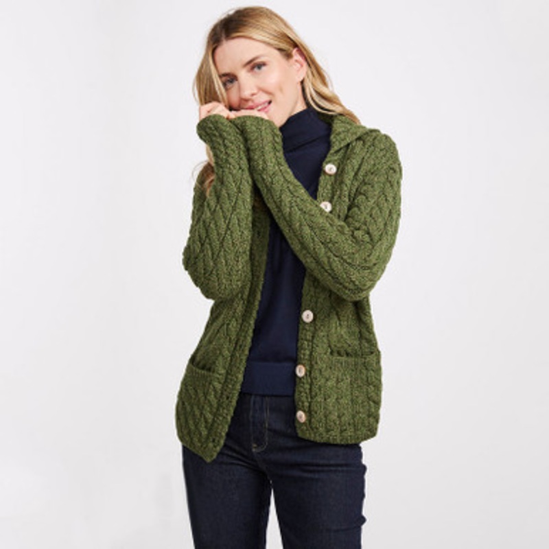 Ladies Buttoned Cable Cardigan