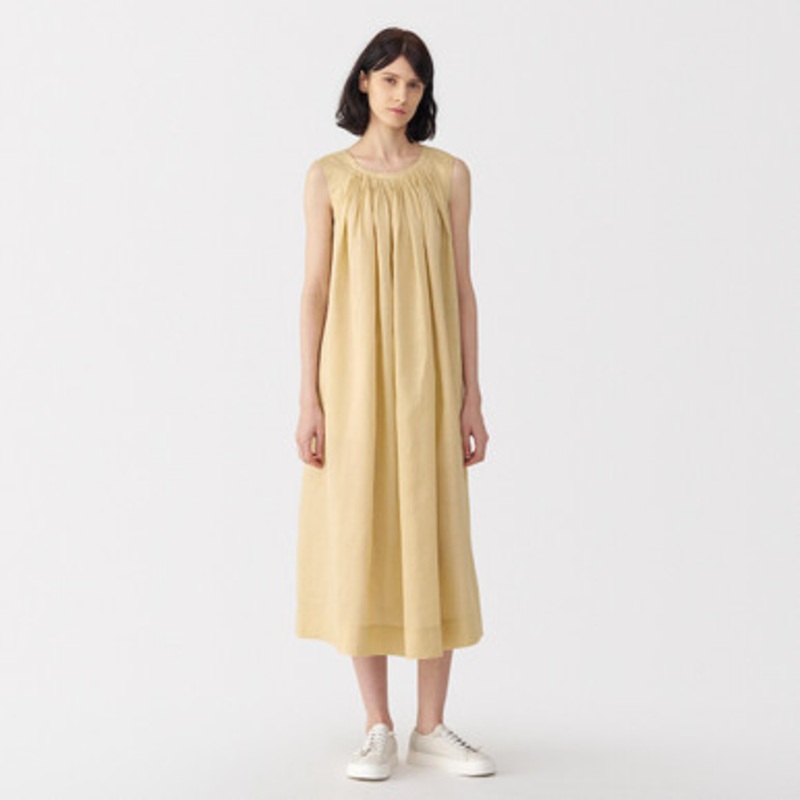 Women's Ramie Sleeveless Smock Dress