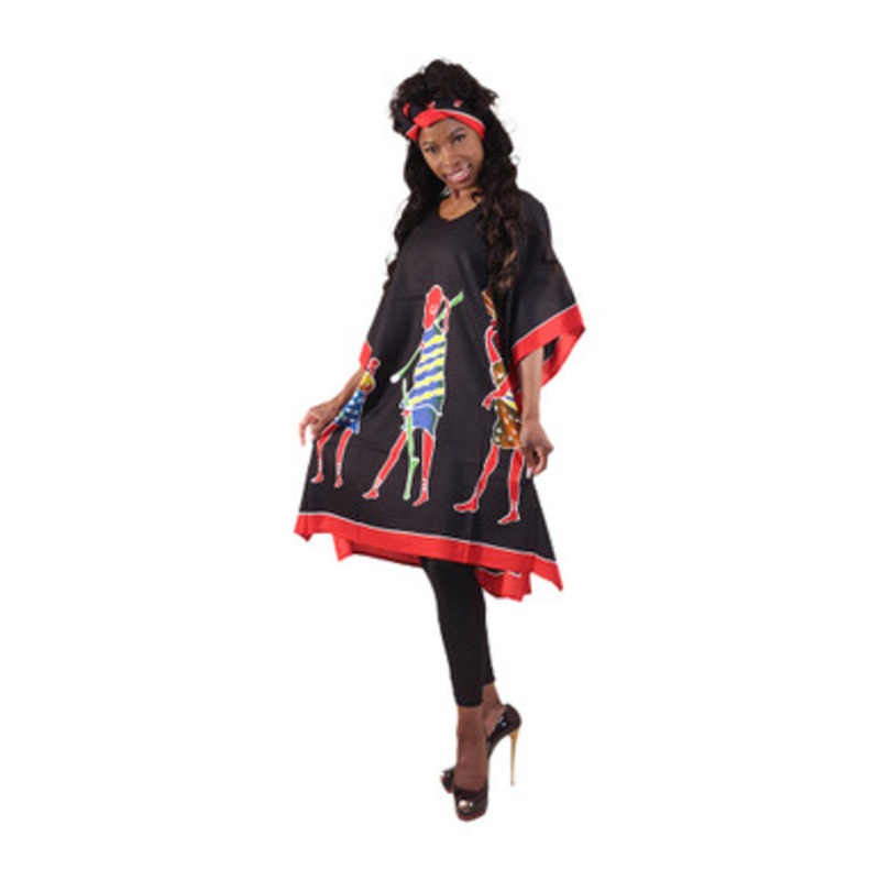 African Tribal Dancers Print Kaftan