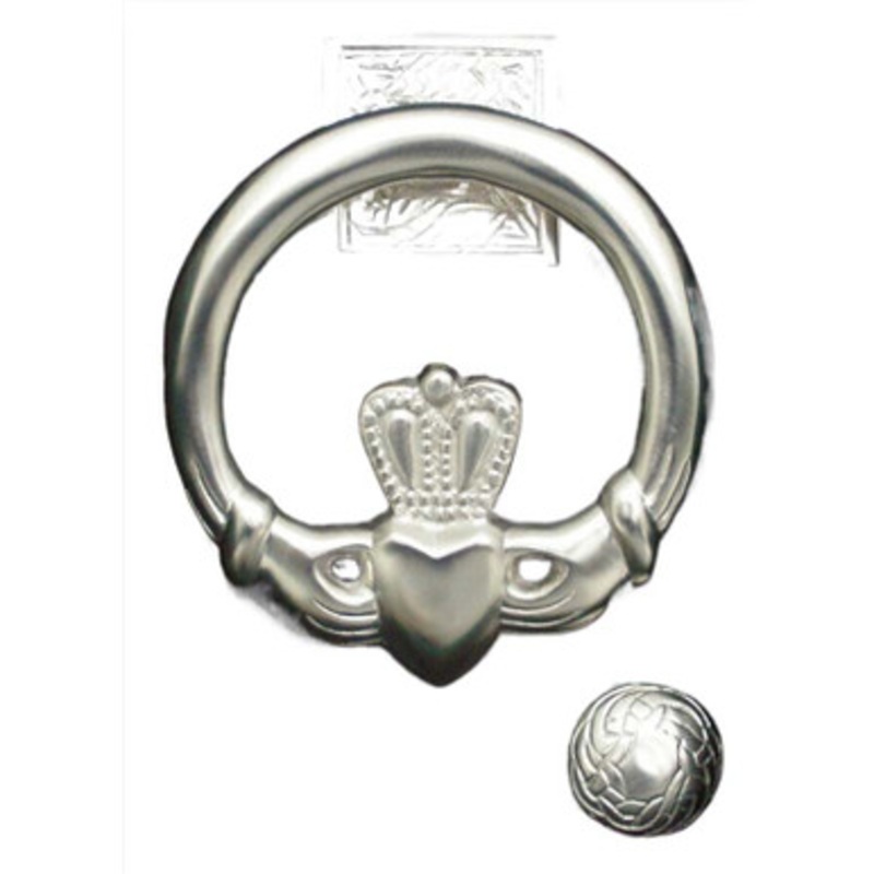 Claddagh Irish Door Knocker Satin Nickel Finish
