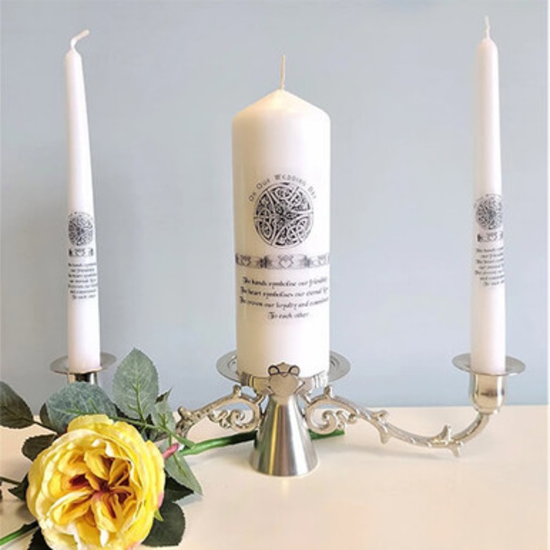 Claddagh Unity Candle Holder and Candles