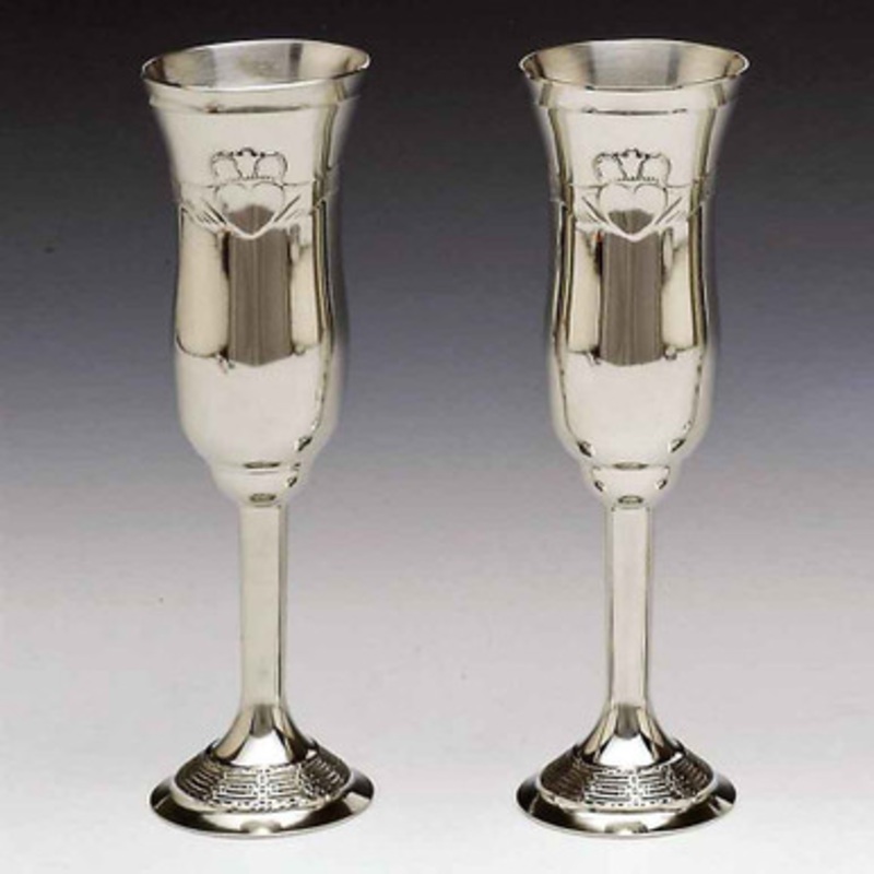 Mullingar Pewter Claddagh Champagne Flute Set
