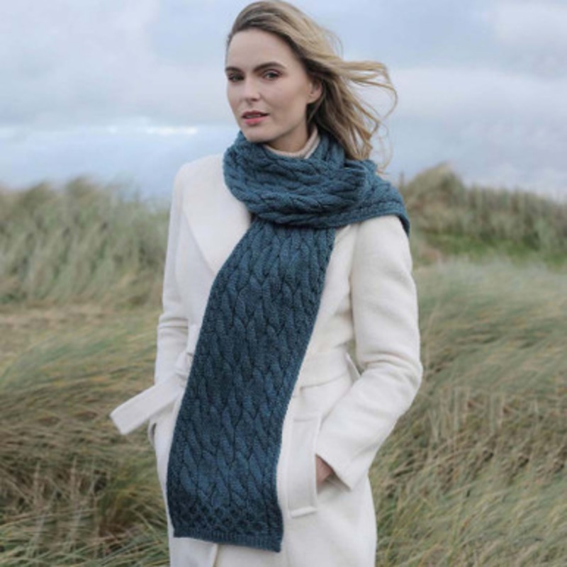 Traditional Aran Cable Knit Women's Irish Scarf