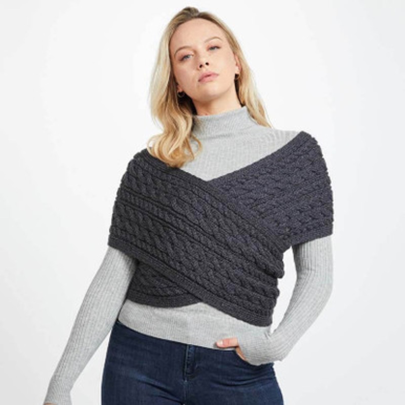 Women's Irish Cable Knit Wrap Cardigan