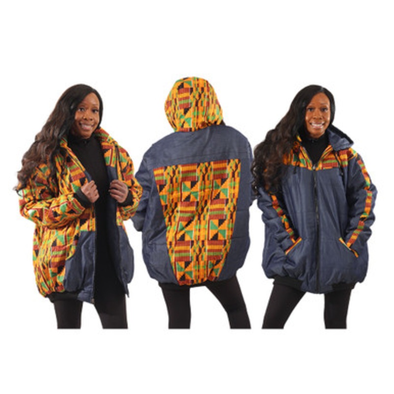 Kente/Denim Coat