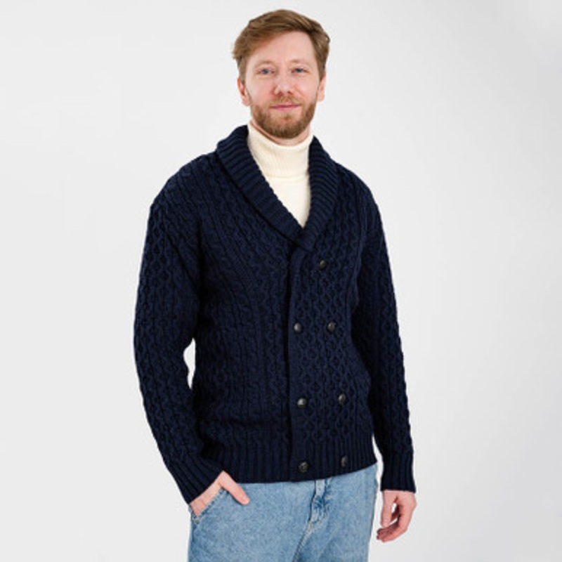 Men's Aran Shawl Collar Cardigan