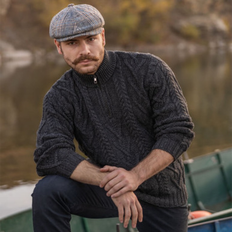 Men's Half-Zip Aran Fisherman Sweater
