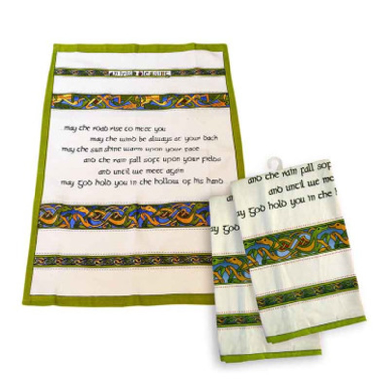 Set of 2 Tea Towels Irish Blessing - Irish Weave