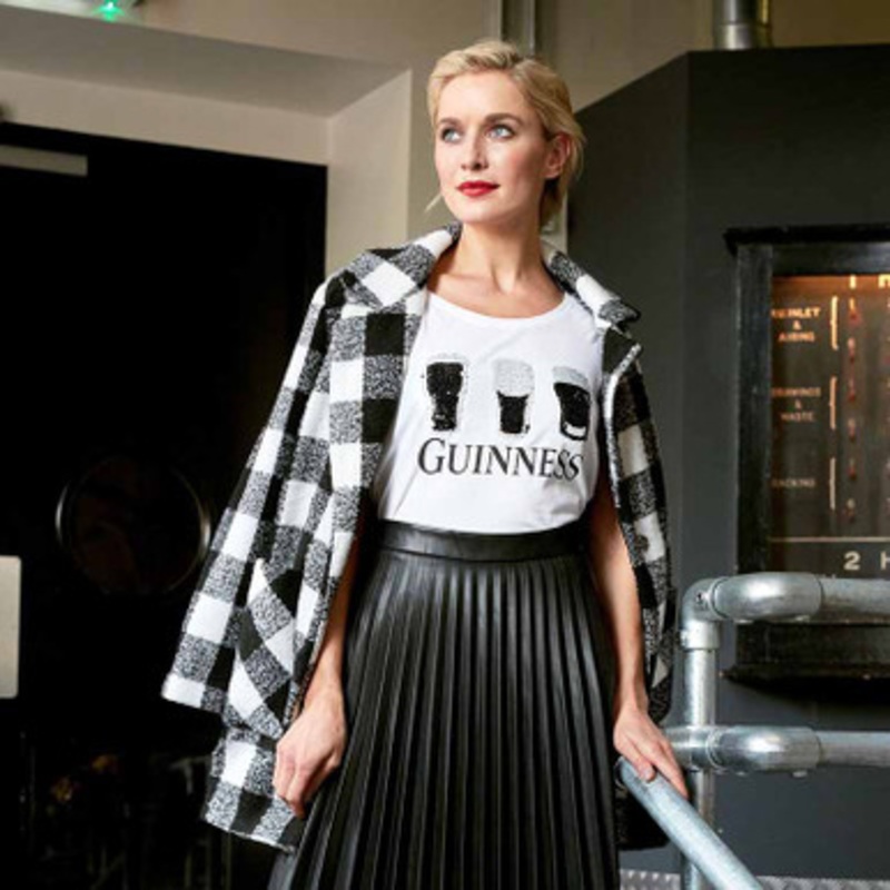 White Guinness 2Way Sequin Pint Ladies Tee-Shirt