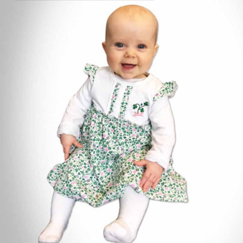 White Shamrock Kids Long Sleeve Baby Dress