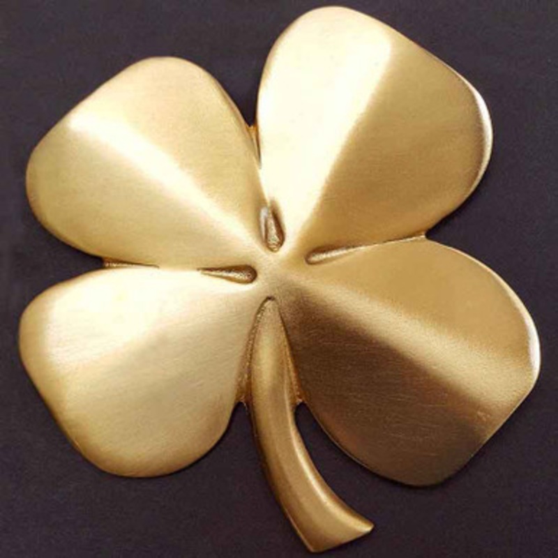 Four Leaf Clover Wall Hanging/Gold-plated Pewter with Irish Blessing