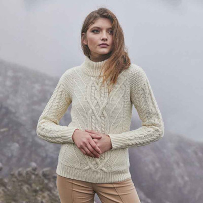 Ladies Turtle Neck Cable Sweater