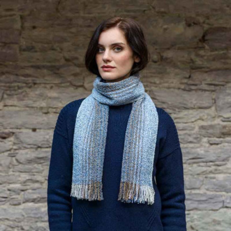 Mucros Weavers Navy 62 Cashmere & Merino Wool Scarf