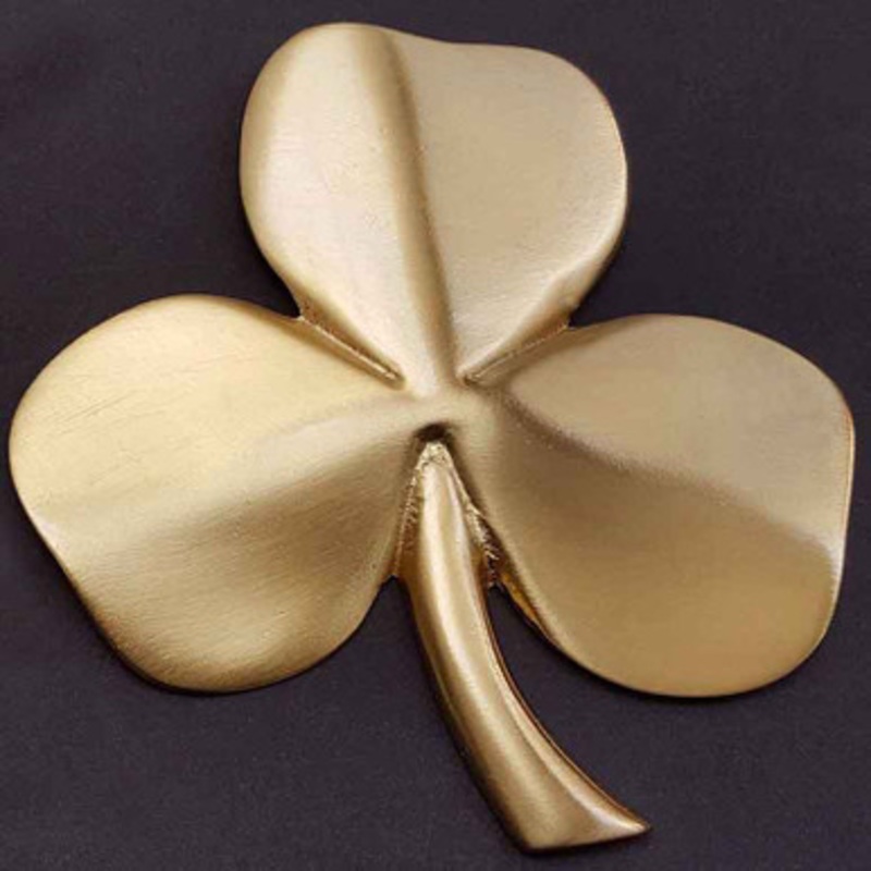 Shamrock Brass Wall Hanging Gold with Irish Blessing