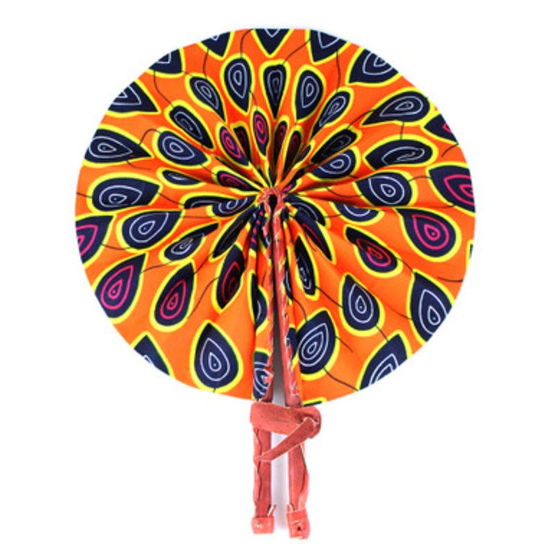 Yellow Peacock Print Folding Fan