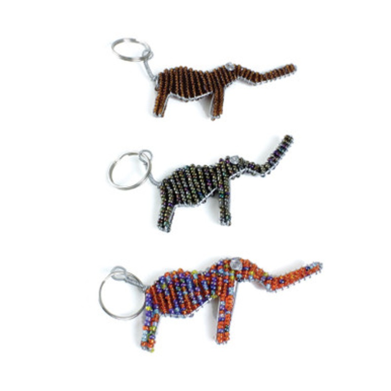 Beaded Metal Key Chain - Elephant