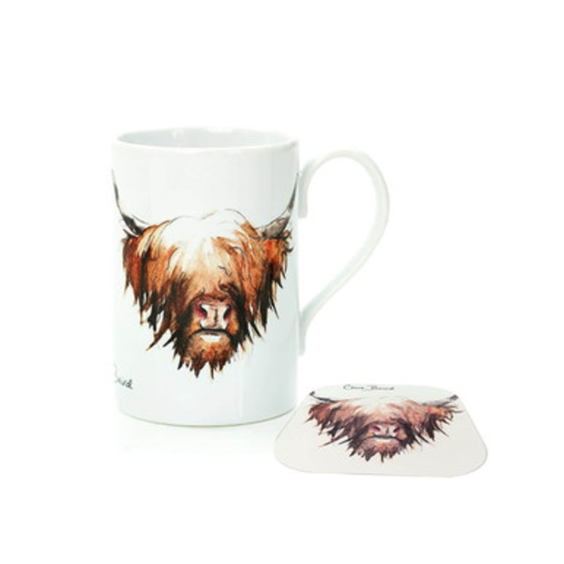 Highland Cow Mug and Coaster Set