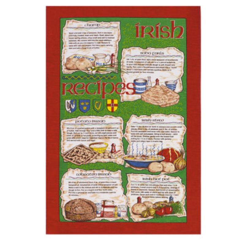 Irish Recipes Cotton Tea Towel
