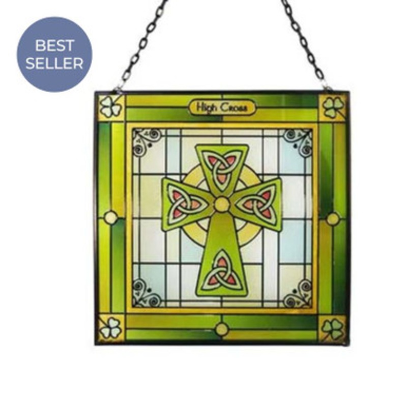 Celtic Cross Stained Glass Panel