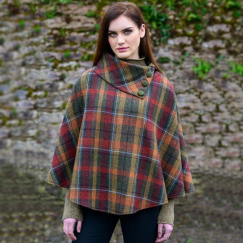 Donegal Autumn Plaid Walking Tweed Cape