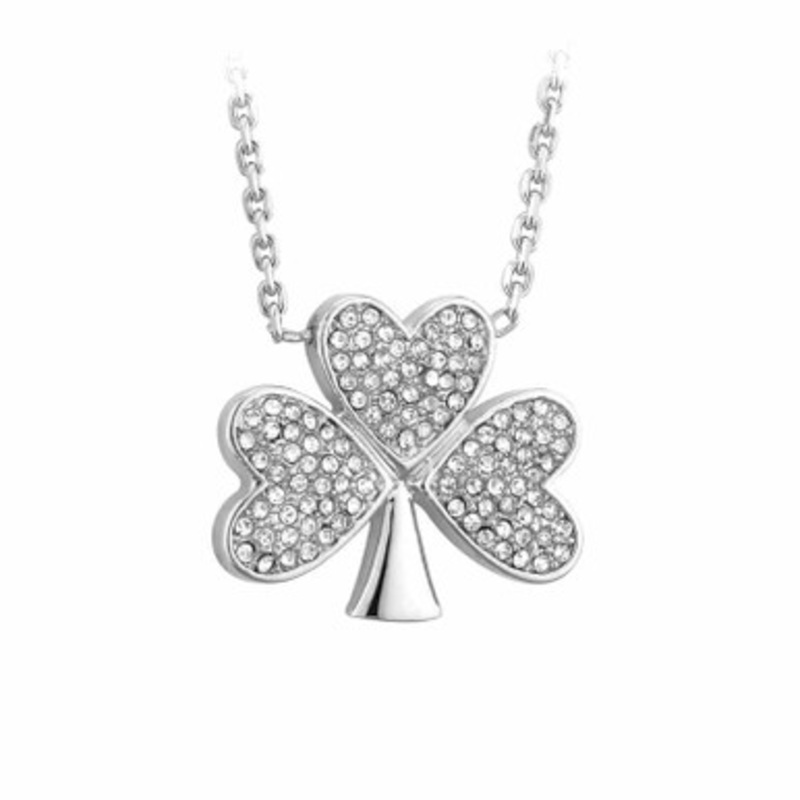 Rhodium Plated Shamrock Pendant