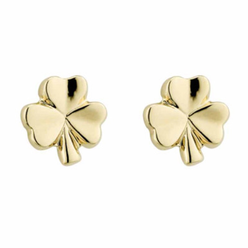 Rhodium Tiny Shamrock Stud Earrings