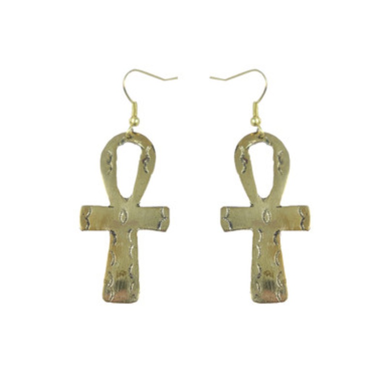 Tuareg Gold Ankh Earrings
