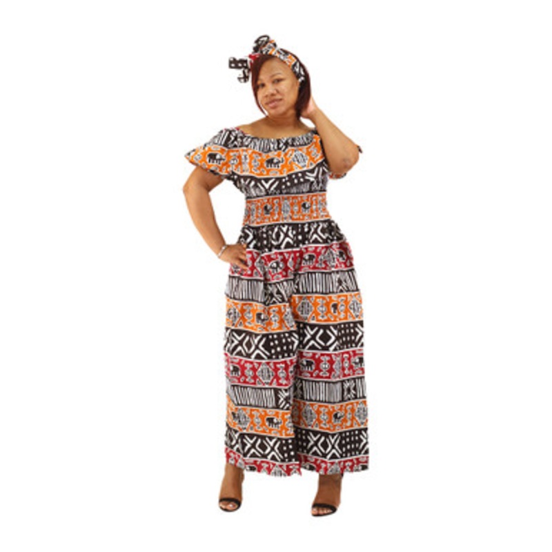 Ankara Print Frill Palazzo Jumpsuit - ONE SIZE